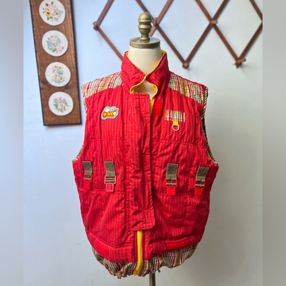 Oilily Jackets & Blazers - Oilily Vintage Plaid Reversible Utility Quilted Puffer Vest